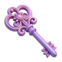 enchanting retro A single, intricate key, with elaborate carvings with Transparent Background handcrafted png