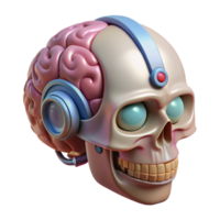 fascinating dynamic retro Professional render, concept art style, biomechanical cranial implant with integrated communication system, isolated cutout with Transparent Background top-tier png