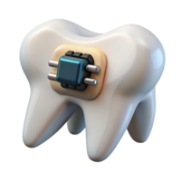 captivating tropical Photorealistic, ultra-detailed render of a single biomechanical tooth with integrated data port, isolated cutout with Transparent Background 4K png