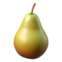 whimsical vibrant Photorealistic, ultra-detailed, hyper-specific professional render of a single ripe Bartlett pear, isolated cutout with Transparent Background luxury png