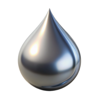 elegant acclaimed Photorealistic, ultra-detailed isolated cutout of a single, morphing, liquid metal droplet with Transparent Background png