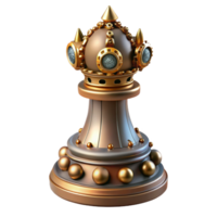 iconic minimalist Steampunk chess piece queen with intricate metalwork and jewels with Transparent Background genuine png