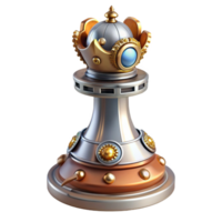 pristine vintage Steampunk chess piece queen with intricate metalwork and jewels with Transparent Background professional png