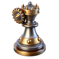 hypnotic passionate rustic Steampunk chess piece king with intricate metalwork and gears with Transparent Background masterfully captured png