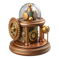 mesmerizing timeless Steampunk music box with intricate gears and rotating figurine with Transparent Background png