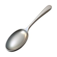 dazzling nostalgic avant-garde Isolated cutout of a single silver teaspoon, professional render, hyper-specific with Transparent Background perfect clarity png