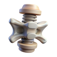 exquisite coastal Photorealistic, ultra-detailed render of a single biomechanical vertebra with shock absorbers, isolated cutout with Transparent Background fine detail png