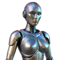 fascinating tranquil gothic Robot torso, female form, metallic plating with Transparent Background detailed png