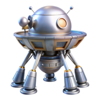 coveted geometric Ultra-detailed, isolated cutout of a single, robotic space probe, hyper-specific mechanical details, concept art style with Transparent Background sharp png