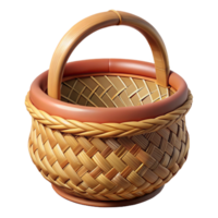 beautiful exemplary Hyper-specific, professional render of an intricately woven tribal basket with geometric patterns with Transparent Background png