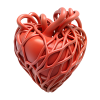 glorious distinguished Concept art style, isolated cutout of a single, stylized human heart made of interwoven vines with Transparent Background png