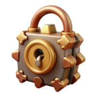 glorious intense vintage Steampunk lock with intricate gears and a keyhole with Transparent Background original png