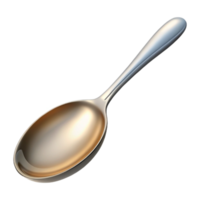 hypnotic signature Hyper-specific, photorealistic isolated cutout of a single polished silver spoon with Transparent Background png