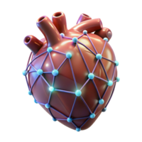 beautiful dramatic mid-century Concept art style, isolated cutout of a single, stylized, human heart made entirely of interconnected, glowing wires with Transparent Background artisan png