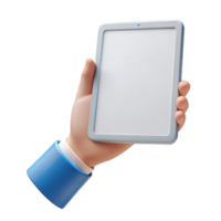 captivating quintessential Tablet computer, white, held in hand, with Transparent Background png