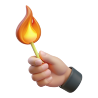 elegant energetic nordic Hyper-specific, ultra-detailed, isolated cutout of a single, disembodied hand holding a burning matchstick with Transparent Background luxury png