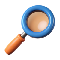 fascinating distinguished A single, stylized magnifying glass, searching and inquisitive with Transparent Background png