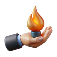 exemplary minimalist Isolated cutout, ultra-detailed concept art style rendering of a single, stylized human hand holding a flame with Transparent Background flawless png