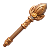 fascinating notable Concept art style, isolated cutout of a single tribal ceremonial staff carved with intricate patterns with Transparent Background png
