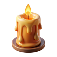 beautiful reflective contemporary Hyper-specific, photorealistic render of a single, burning candle with melting wax Isolated cutout with Transparent Background sharp png