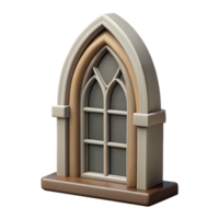 coveted futuristic Photorealistic, ultra-detailed, isolated cutout of a single, arched gothic window frame, stone with Transparent Background expertly shot png