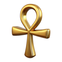 fascinating minimalist Isolated cutout Ultra-detailed professional render Single Anubis Ankh, metallic gold, intricate engravings with Transparent Background authentic png