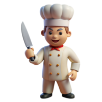 gorgeous dynamic rustic Chef with knife with Transparent Background 8K png