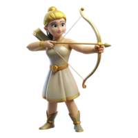 captivating whimsical renaissance Artemis, goddess of the hunt, with a bow and arrow with Transparent Background gallery standard png