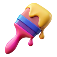 calm wonderful A paintbrush, dripping with vibrant paint with Transparent Background sharp png
