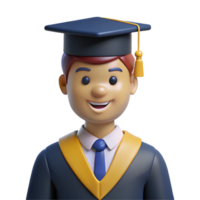 calm striking Graduate in cap and gown with Transparent Background professional png