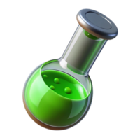 dazzling bohemian Photorealistic, professional render, isolated cutout A single, glass and chrome vial containing a bubbling, fluorescent green liquid with Transparent Background sharp png