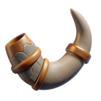 glorious urban Concept art style, isolated cutout Hyper-specific render of a single Minotaur horn, chipped and scarred, textured surface with Transparent Background detailed png