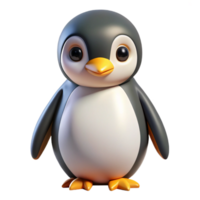 beautiful dynamic vintage Concept art style hyper-specific isolated cutout of a single penguin Spheniscidae chick, facing forward, with Transparent Background high resolution png