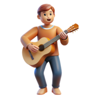 distinguished rustic Musician playing guitar with Transparent Background authentic png