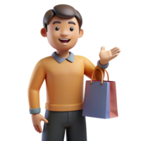 enchanting abstract Happy customer holding a shopping bag invisible, with Transparent Background handcrafted png