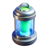 enchanting romantic industrial Portable energy cell with glowing core and transparent casing with Transparent Background crisp png