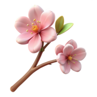 fascinating organic Isolated cutout, professional render of a single branch of cherry blossoms with Transparent Background high resolution png