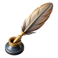 beautiful creative Hyper-specific, professional render of a single, antique quill pen, intricate nib, isolated cutout with Transparent Background 4K png