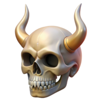 bold alluring A detailed illustration of a human skull, with horns with Transparent Background genuine png