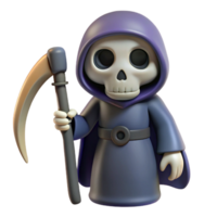 dramatic hypnotic A spooky skeleton, holding a scythe with Transparent Background high resolution png