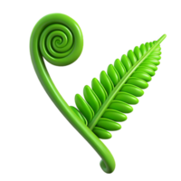 fascinating surreal Green fern frond unfurling with Transparent Background flawless png