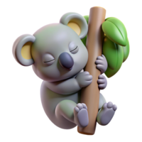 elegant elegant A sleeping koala, clinging to an invisible tree with Transparent Background artisan png