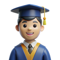 distinguished rustic Graduate student in cap and gown with Transparent Background high resolution png