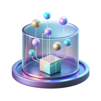 extraordinary tranquil modern Holographic display, floating, data streams with Transparent Background masterfully captured png