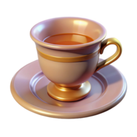 extraordinary contemporary Hyper-specific, professional render of a vintage teacup and saucer with Transparent Background premium png