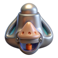 fascinating melancholic elegant Professional render of a biomechanical nose, olfactory sensors enhanced, metallic grill, internal filters, isolated cutout with Transparent Background expertly shot png