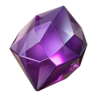 exquisite iconic Ultra-detailed, isolated cutout of a single, faceted, amethyst crystal with intricate internal inclusions, professional render with Transparent Background png