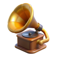 elegant exemplary Concept art style, isolated cutout of a vintage gramophone with a horn, hyper-specific with Transparent Background png