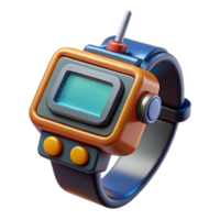 exquisite playful industrial Ultra-detailed professional render of a retro-futuristic wrist communicator with an analog display and antenna, isolated cutout with Transparent Background handcrafted png