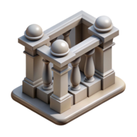 glorious distinguished Stone balustrade railing section, with Transparent Background png